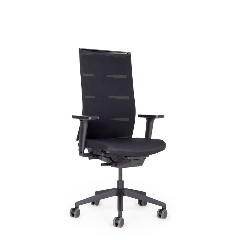 Ergonomischer Bürostuhl mit hoher Rückenlehne und verstellbaren Armlehnen, ideal für komfortables Arbeiten